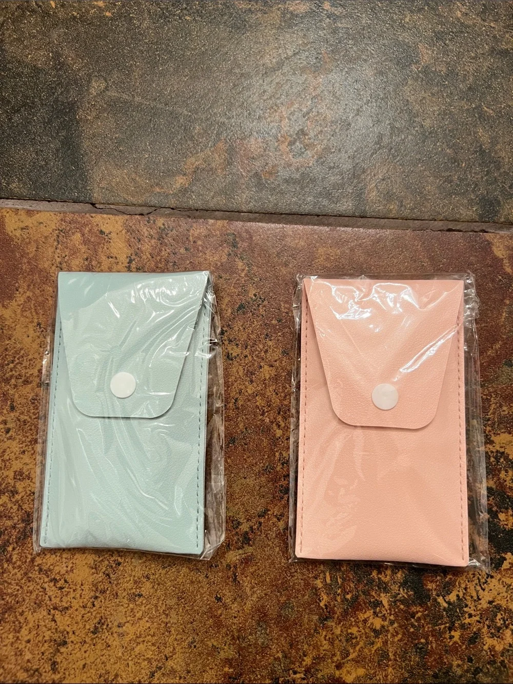 Set of Two Travel Makeup Brush Pouches with Brushes - Mint & Blush